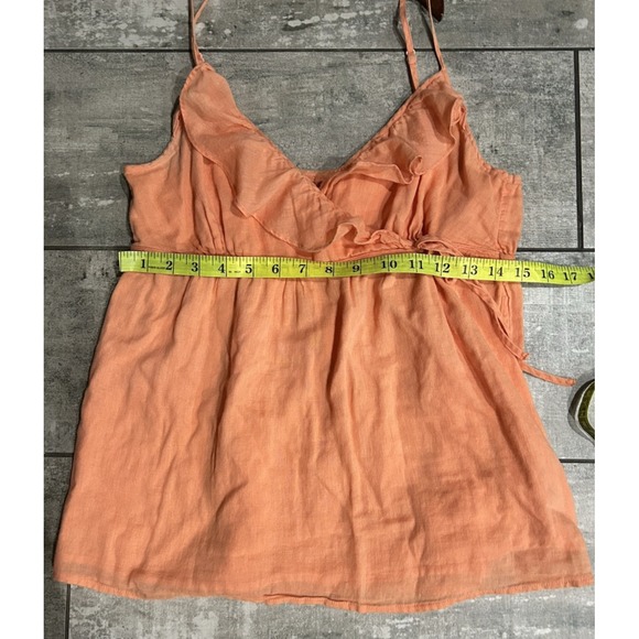 Vintage Old Navy Y2K Babydoll Cotton Tank Top Size M Tie Waist Ruffle Top Dainty - Picture 10 of 11